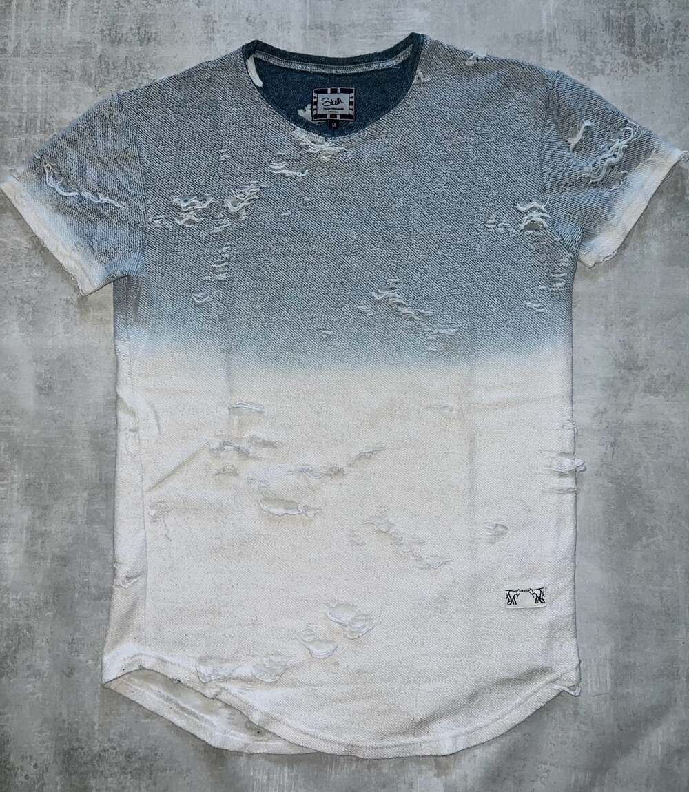 SikSilk Men's Distressed Ombre Short Sleeve Crewneck T-Shirt